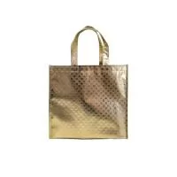 Sacola de TNT Metalizado personalizada, 80g gramas, material dourado. Outras opções de cores: pink, prata, preto, vermelho.