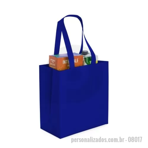 Sacola de TNT personalizada -  Durável e sustentável, a sacola de TNT é a alternativa ideal para substituir sacolas descartáveis. Produzida em TNT de 116g/m² com costura termo selada e ampla profundidade, ela é resistente à água e projetada para suportar o uso diário. Cores disponíveis: Azul, Branco, Laranja, Verde e Vermelho.