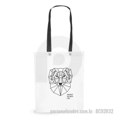 Sacola de TNT personalizada - Sacola em non-woven (80 g/m²) termo-selado com alças de 55 cm. 330 x 390 x 80 mm