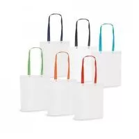 Sacola em non-woven (80 g/m²) termo-selado com alças de 55 cm. Fabricado no Brasil. 330 x 390 x 80 mm