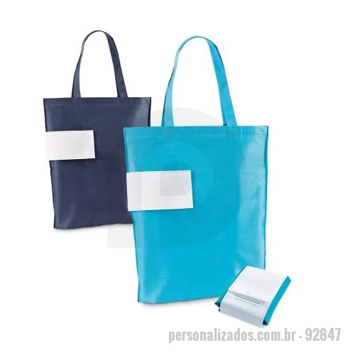 Sacola dobrável personalizada - Sacola dobrável Personalizada - 92847 - Sacola dobrável em non-woven (80 g/m²) com alças de 50 cm. Fornecida desdobrada. Dobrado: 110 x 132 x 20 mm | Aberto: 360 x 410 x 80 mm - 179422 - Sacola dobrável