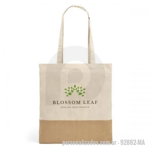 Sacola ecológica personalizada - SACOLA 100% ALGODÃO COM DETALHE EM JUTA
