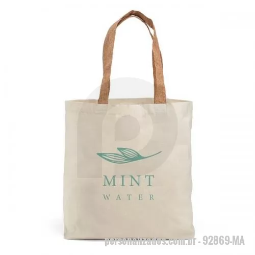 Sacola ecológica personalizada - SACOLA 100% ALGODÃO COM ALÇAS EM CORTIÇA