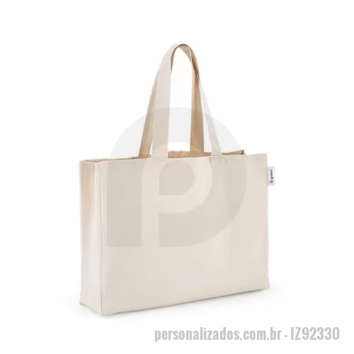 Sacola ecológica personalizada - Sacola (220 g/ m²) em algodão e algodão reciclado com alças de 60cm. 500 x 370 x 120 mm