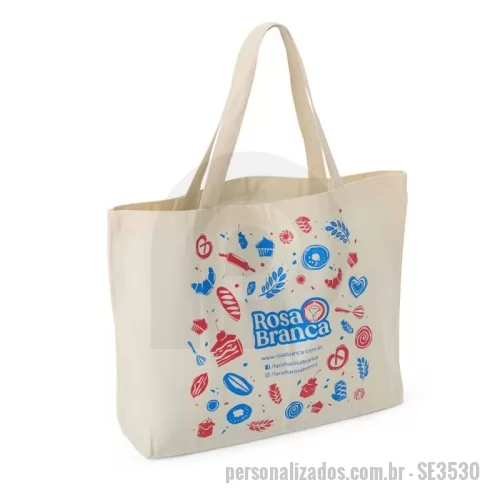 Sacola ecológica personalizada - Sacola Ecológica 35x30x10 cm Personalizada Algodão Crú Leve