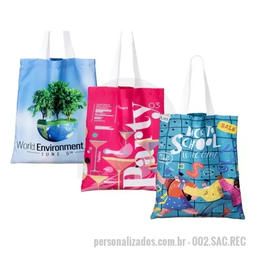 Sacola ecológica personalizada - Sacola ecológica Pet reciclado.  Personalização em sublimação. 