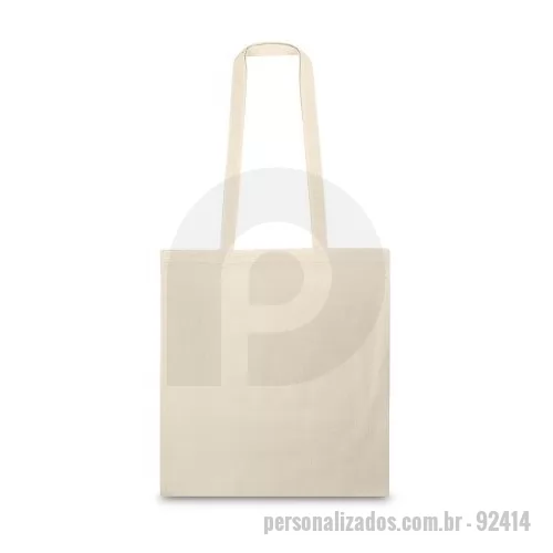 Sacola ecológica personalizada - Sacola 100% algodão (100 g/m²) com alças de 75 cm. 370 x 410 mm  Caixa exterior (m): 0,450X0,410X0,340 Peso da caixa (Kg.): 12.900 Peso do Produto (g.): 52 Caixa Exterior (Un.): 250 Caixa interior (Un.): 50 NCMS: 4202.92.00 Packing após gravação: Sem polybag Certificados: REACH, OEKO-TEX Gramagem de produto: 103 g/m² País de origem: China