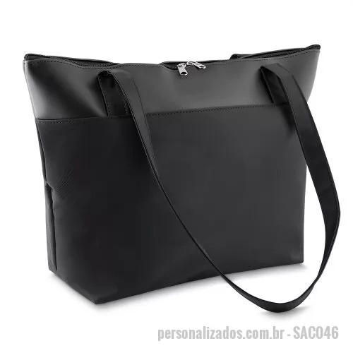 Sacola personalizada - Sacola / Bolsa em nylon 420 e detalhes em couro sintético Personalizada