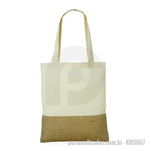 Sacola personalizada - Descrição: Sacola ecológica em algodão e juta.  Altura :  40 cm  Largura :  35 cm
