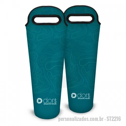 Sacola personalizada - Sacola de vinho promocional personalizado Dimensões: 41cm x 13,5cm x 2cm; Indicações de uso: garrafas de vinho de 750ml.