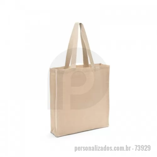 Sacola personalizada - Sacola em juco (275 g/m²) com bolso interior 100% algodão (120 g/m²) com fecho e alças de 60 cm. Pegas em webbing de algodão bicolor. 370 x 410 x 90 mm