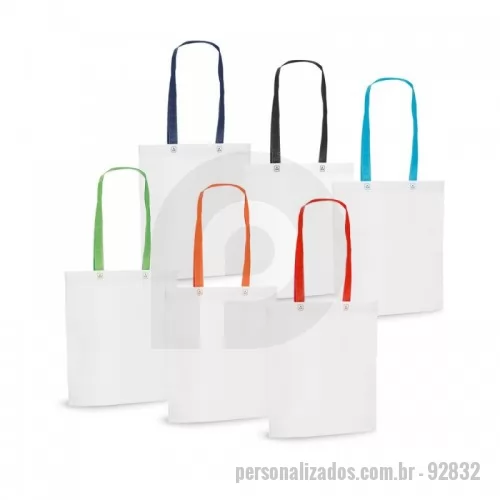 Sacola personalizada - Sacola em non-woven (80 g/m²) termo-selado com alças de 55 cm. 330 x 390 x 80 mm