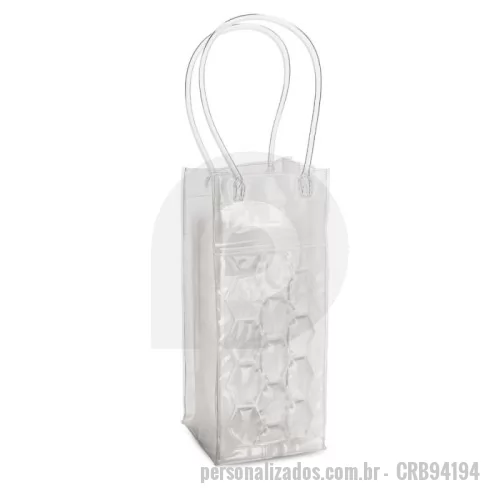 Sacola personalizada - Sacola refrigeradora para 1 garrafa em PVC com alças de 35 cm. 100 x 250 x 100 mm