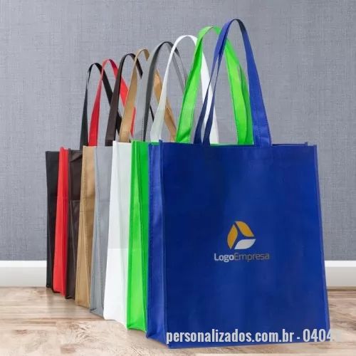 Sacola personalizada - Características Técnicas Material: TNT  Altura: 40 cm  Largura: 35 cm  Profundidade: 15,3 cm  Medidas para gravação (A x L): 25 cm x 33 cm  Peso: 54 g