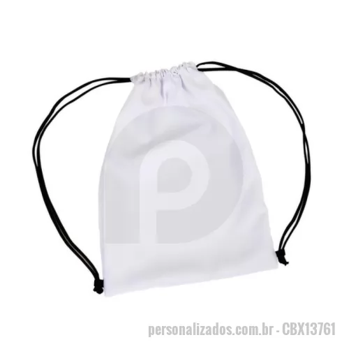 Sacola personalizada - Sacola Personalizada - CBX13761 - Sacochila em Microfibra com Alças Reguláveis – Leveza e Versatilidade  Perfeita para o dia a dia, academia ou passeios rápidos, esta sacochila em microfibra alia conforto e praticidade. Seu modelo tipo “drawstring” possui alças reguláveis que distribuem bem o peso nos ombros e facilitam o ajuste individual. Material resistente e de fácil secagem, ideal para armazenar roupas, calçados, livros ou itens pessoais. Compacta quando vazia, é a escolha certa para quem busca uma bolsa funcional e discreta.  Dimensões: 44,5?cm (A) x 33,6?cm (L)  Peso aproximado: 57?g - 176076 - Sacola