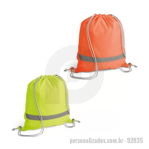 Sacola personalizada - Sacola Personalizada - 92835 - Sacola tipo mochila em 210D, com elementos refletores e alças. Produto promocional. 350 x 400 mm - 179437 - Sacola