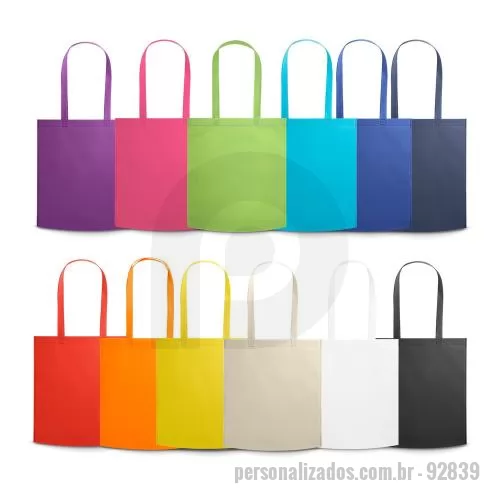 Sacola personalizada - Sacola em non-woven (80 g/m²) termo-selado com alças de 75 cm. 380 x 415 x 85 mm