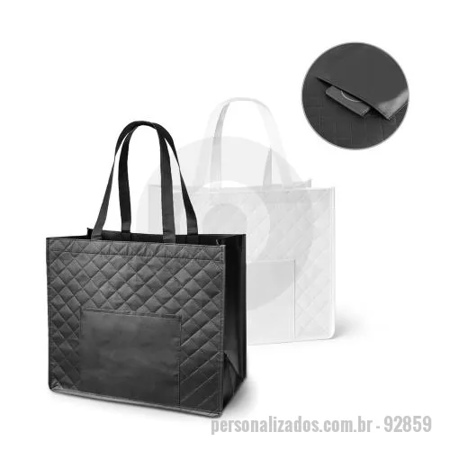 Sacola personalizada - Sacola Personalizada - 92859 - Sacola em non-woven laminado (110 g/m²) com bolso frontal (175 g/m²). Sacola ideal para compras. 381 x 330 x 200 mm - 179446 - Sacola