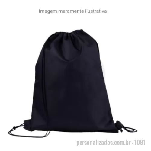 Sacola personalizada - Sacolinha Preta 60% poliester e 40% algodão - tamanho 33x35x43 cm - 