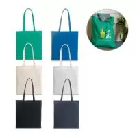 Sacola em algodão reciclado Sacola (180 g/m²) em algodão reciclado (70%) e rPET (30%) com alças de 65cm. 380 x 420 mm