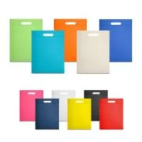 Sacola em non-woven (80 g/m²) termo-selado. 250 x 350 x 80 mm