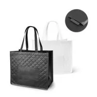 Sacola em non-woven laminado (110 g/m²) com bolso frontal (175 g/m²). Sacola ideal para compras. 381 x 330 x 200 mm