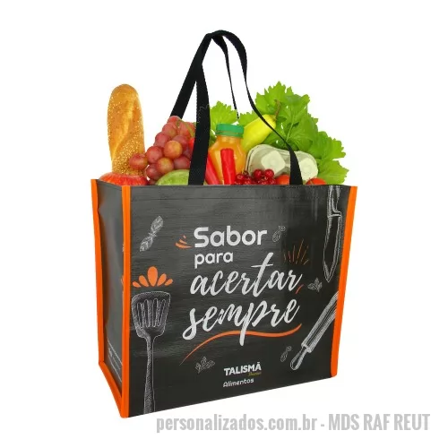 Sacola Reutilizável personalizada - Sacola de Ráfia Laminada 120 Gramas - Reutilizável -Cromia frente e costa mais lateral