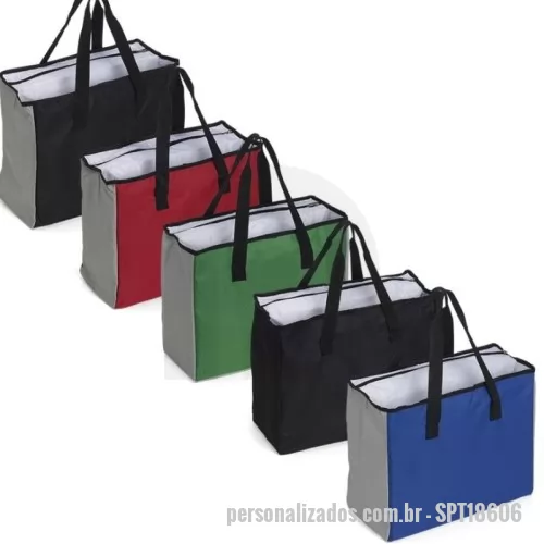 Sacola térmica personalizada - Sacola térmica Personalizada - SPT18606 - Sacola térmica de poliéster 25 litros com duas divisões, sendo uma delas com revestimento térmico e outra com bolso para acessórios, tem em todas as cores . - 167290 - Sacola térmica