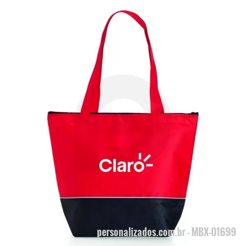 Sacola térmica personalizada - Sacola térmica de rPET com capacidade de 10 litros, contém fechamento com zíper.