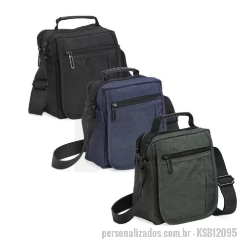 shoulder bag personalizado - shoulder bag Personalizado - KSB12095 - shoulder bag Bolsa de ombro em nylon 600 ou Poliéster  com compartimentos, Possui alça com opção de regulagem. - 167233 - shoulder bag