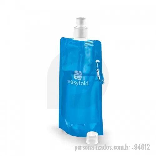 Squeeze dobrável personalizado - DESCRIÇÃO   INFORMAÇÃO ADICIONAL Squeeze Dobrável SP94612  Squeeze dobrável. PE. Capacidade até 460 ml. Food grade. 110 x 218 x 64 mm