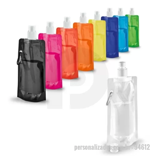 Squeeze dobrável personalizado - Squeeze dobrável 460 mL - 94612 Squeze dobrável em PE com bico de sistema 