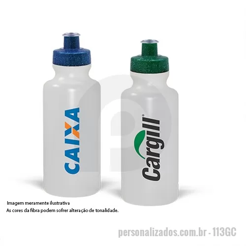 Squeeze ecológico personalizado - Squeeze 550 ml Green Colors, tampa rosqueável feita com 50% de fibra madeira agora disponível em 6 cores especiais que utilizam pigmentos orgânicos na fabricação e bico em PVC cristal.