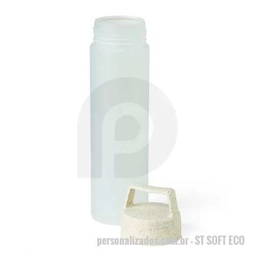 Squeeze ecológico personalizado - Squeeze Soft Eco Personalizada, produzida em material de PVC SOFT TOUCH, sua tampa é rosqueável, em fibra de arroz, possui alça para transporte, capacidade para 700ml. O brinde perfeito para clientes e colaboradores, amplo espaço para logo.