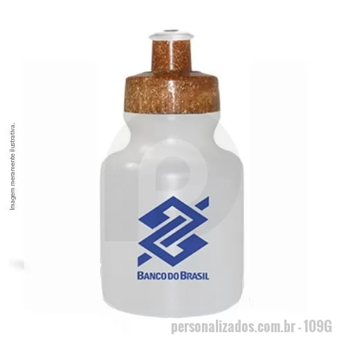 Squeeze ecológico personalizado - Squeeze 300ml com corpo de Plástico Premium (PE) resistente e flexível, tampa rosqueável feita com 50% de Fibra Natural de Coco ou Madeira e 50% Plástico Premium (PP) com bico em PVC cristal, todos atóxicos. Tampas ecossustentáveis com acabamento e vedação impecável. Capacidade de 300 ml.