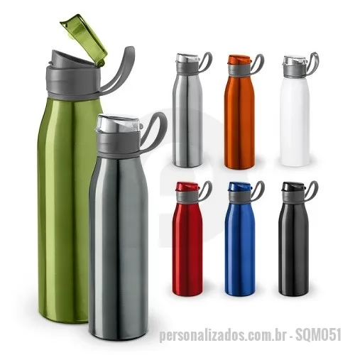 Squeeze metálico personalizado - Garrafa Squeeze Metal com Tampa com Suporte para Beber