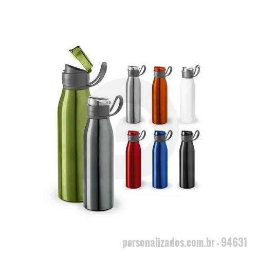 Squeeze metálico personalizado - Squeeze. Alumínio e AS. Capacidade até 650 ml. Food grade. Caixa branca 94657 vendida opcionalmente. ø66 x 250 mm