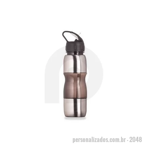 Squeeze metálico personalizado - Descrição: Squeeze de alumínio 600ml com alça plástica e bico de canudo. Possui detalhes plástico coloridos, tampa rosqueável com bico e canudo interno. Tamanho total aproximado CxL : 25 cm x 7 cm x 21,8 cm Peso aproximado g : 150