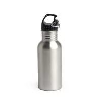Squeeze inox com capacidade para 540ml. Possui tampa rosqueável com alça e acompanhada de um mosquetão.