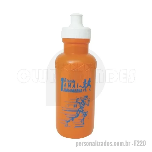 Squeeze personalizado - Squeeze Plástico com Capacidade para 500 ml. Disponível em várias cores. Gravação da logomarca em 1 cor já inclusa.