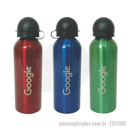 Squeeze personalizado - Squeeze de alumínio, capacidade para 500 ml. Disponível em várias cores. Gravação da logomarca a laser já inclusa.  Tamanho: 21,3 cm X 6,5 cm. Peso: 138 g.