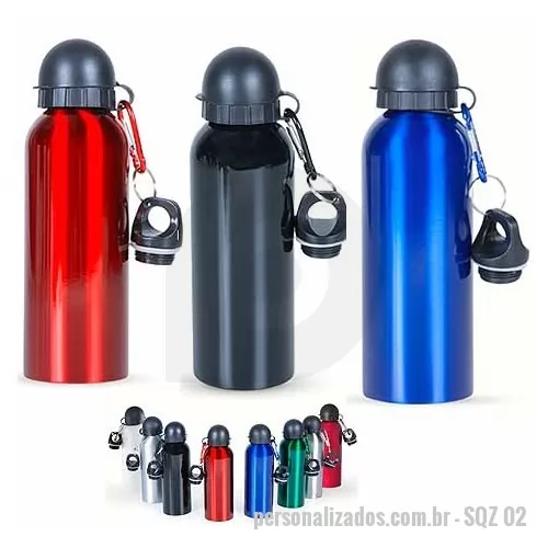 Squeeze personalizado - Squeeze de Metal com tampa Plástica de bico, capacidade para 500 ml. Gravação em Laser ou Silk. 
