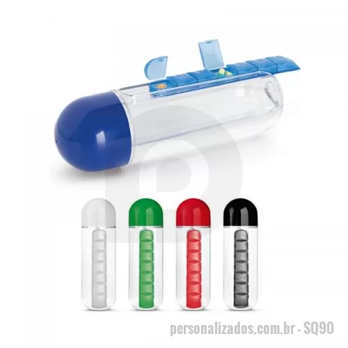 Squeeze personalizado - Squeeze Personalizado - SQ90 - Garrafa Squeeze com Porta Comprimido Personalizado - 119603 - Squeeze