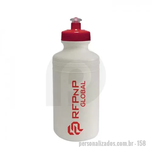 Squeeze personalizado - Squeeze plástico de 500ml tampa vermelha, com gravações e cores personalizáveis SQ500A. Conheça a maior variedade de brindes promocionais!