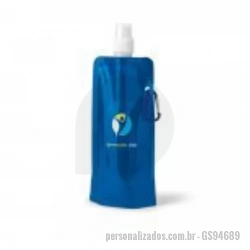 Squeeze personalizado - Squeeze dobrável personalizado. PE. Capacidade até 460 ml. Acabamento opaco. Food grade. 110 x 218 x 64 mm