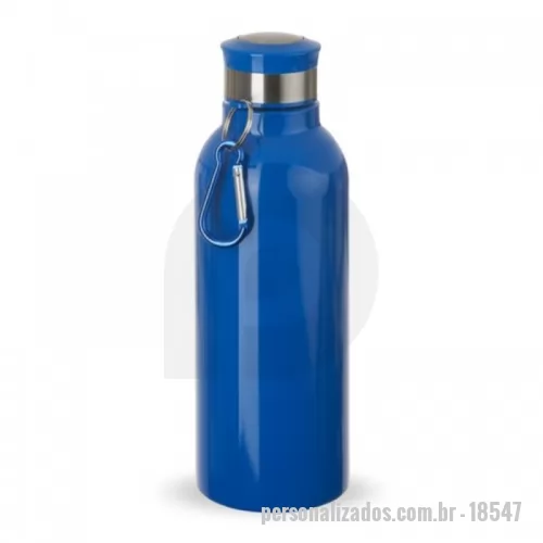 Squeeze personalizado - Squeeze inox 700ml com pintura colorida e detalhes em prata. Possui tampa rosqueável e acompanha chaveiro mosquetão. CONSULTE OUTROS MODELOS COM NOSSA EQUIPE DE VENDAS