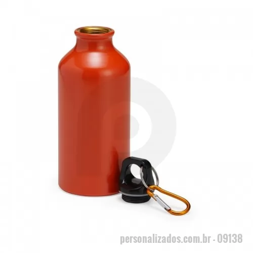 Squeeze personalizado - Squeeze de alumínio com capacidade de 420ml com tampa plástica rosqueável. Acompanha mosquetão.  Altura :  17,6 cm  Largura :  6,6 cm  Circunferência :  20,5 cm  Medidas aproximadas para gravação (CxL):  10 cm x 3 cm  Tamanho total aproximado  (CxL):  Diâmetro bocal 2,3 cm  Peso aproximado (g):  65