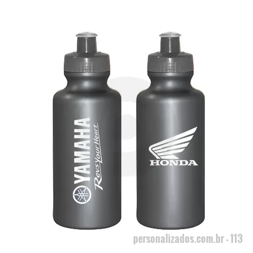 Squeeze personalizado - Squeeze de PE resistente e flexível, tampa rosqueável em PP e bico em PVC cristal. Acabamento e vedação impecável. Capacidade de 550 mL