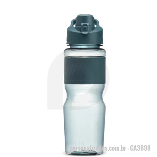 Squeeze personalizado -  Squeeze plástico 730ml com luva emborrachada, alça para transporte e tampa de proteção com trava para o bocal.