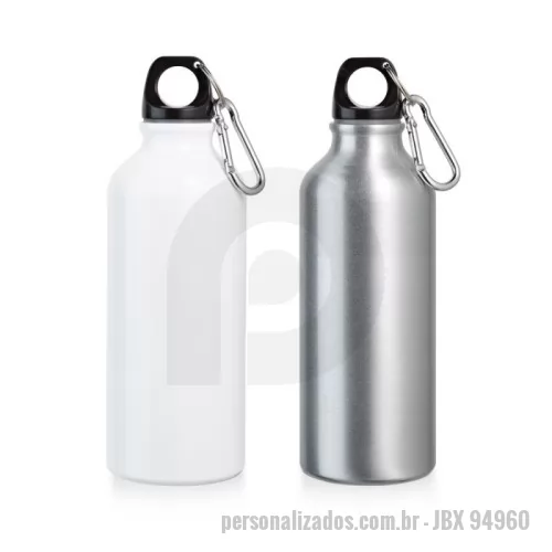 Squeeze personalizado - Squeeze para sublimação em alumínio, com mosquetão para fácil transporte. Capacidade até 500 mL. 